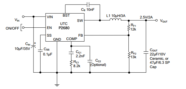 UTC台湾友顺P2680典型应用电路图